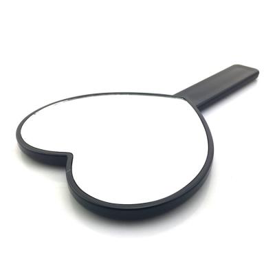 China Heart Shape Hand Mirror Private Label Cosmetic Magnifying Hand Mirror Black Handheld Mirror for sale