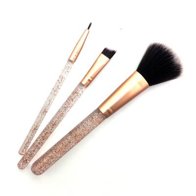 China Transparent Smudge Brush 3PC Soft And Glitter Makeup Brush Set for sale