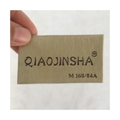 China Washable Private Custom High Density Apparel Woven Damask Labels Sewing Neck Woven Damask Satin Fabric Waist Label for sale