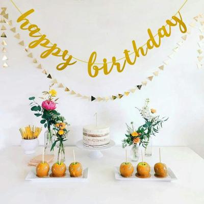 China Brithday First Party Glitter Gold Paper Birthday Banner Boys Girls Happy Birthday Decoration Kids Birthday Glitter Paper Banner for sale