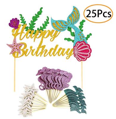 China To Wedding YOT 24 Mermaid Party Supplies and Decorations Cupcake Toppers for Under the Sea Party, Birthday Party Wedding for sale