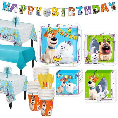 China Paper Pets Party Supplies Tableware Set Serves 16, 114 Pieces Perfect for Girls Birthday and First Birthday for sale