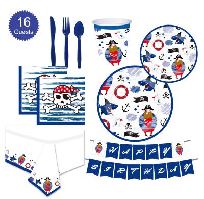 China Brithday Party Pirate Birthday Party Supplies Beautiful Party Decors Disposable Tableware - Serving 16 for sale