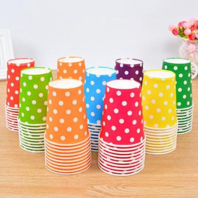 China Multicolor Disposable Round Dots Paper Cup Kids Birthday Party Wedding Food Grade Party Supplies Disposable Cups for sale