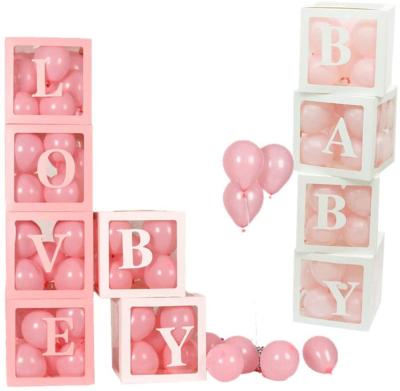 China Festival Decoration Selection 4pcs/Set DIY Box Transparent Latex Balloon Boxes Blocks Baby Shower Wedding Birthday Party Decoration Backdrop Balloon Box for sale