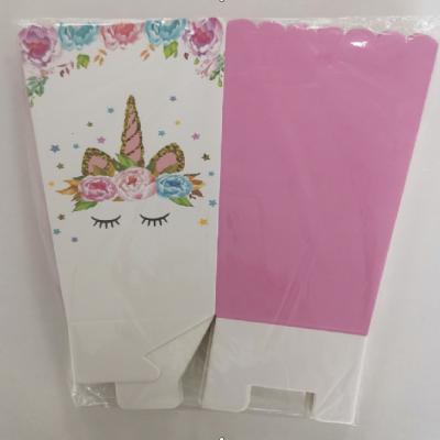 China food & Drink Packaging Unicorn Pattern Popcorn Packaging Box Custom Made High Quality Wholesale for sale