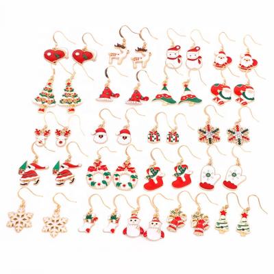 China Christmas Tree Snowflake Antelope Santa Claus Boots Earring Dangle Jewelry New Christmas Casual Earrings for sale