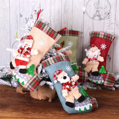 China Fashionable New Year 2021 Gifts Bag Christmas Stocking Christmas Decorations For Home Socks Tree Supplies for sale