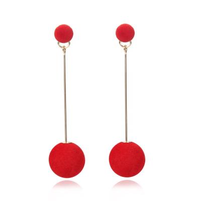 China Large Casual Boho Jewelry Earrings For Women Long Tassel Plush Ball Drop Earrings for sale