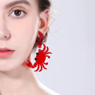 China Fashion Casual Beach Animal Crab Large Dangle Earrings Cute Design Acrylic Earring For Women Jewelry for sale