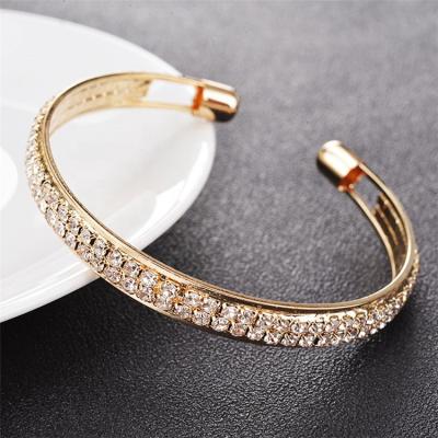 China Lady Bridal Bracelets & Bangles Jewelry Environmentally Friendly Elegant Bracelets Crystal Cuff Gold Silver Color for sale