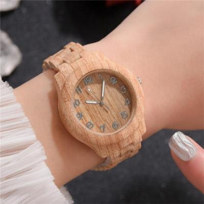 China Simple Women's Shock Resistant Wood Watch Brand Fashion Wristwatch Vintage Quartz Imitation Wooden Watch for sale