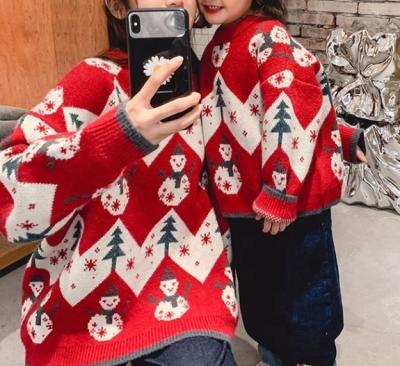 China QUICK DRY Children's Christmas Parent-Child Pullover Autumn and Winter Boys and Girls Baby Toddler Loose Pullover for sale