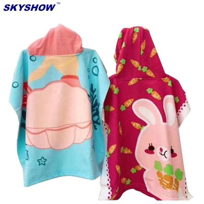 China Custom Printed Kid's QUICK DRY Bathrobe /Hooded Poncho Towel for sale