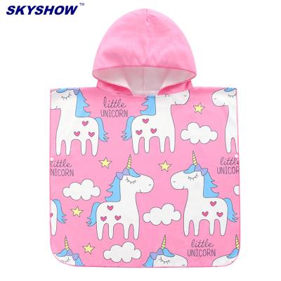 China Hooded Changing Towel Poncho Kids Towel QUICK DRY Custom Horse Beach Towel Poncho Children for sale