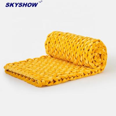 China Anti-pilling Velvet Iceland Hand Knitted Luxurious Throw Weighted Blanket Chunky Knit Weighted Blanket Heavy for sale