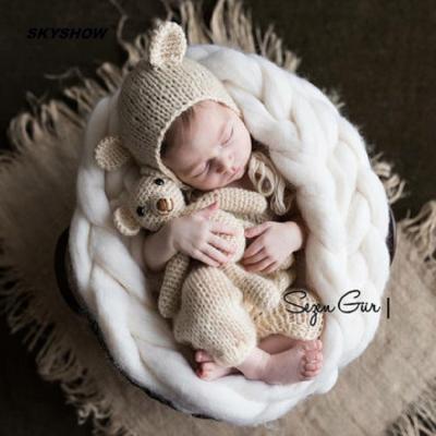 China Anti-pilling Photography Newborn Props Knit Baby Photo Blanket Props Shoots Iceland Chunky Yarn Throw Blanket for sale