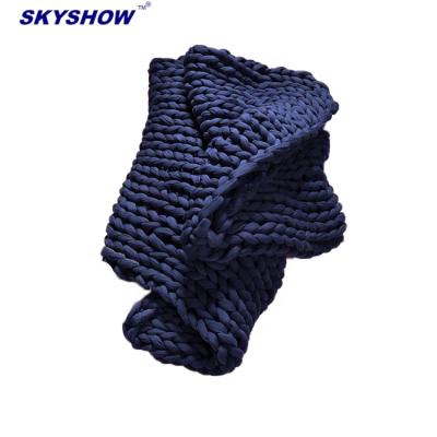 China Sleep Aid Cotton 12-25lbs Bulky Hand Knitted Iceland Aid Breathable Weighted Anti-pilling Blanket for sale