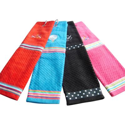 China QUICK DRY Microfiber White Waffle Towel Polyester Staple Ball Mini Golf Fishing Towel for sale