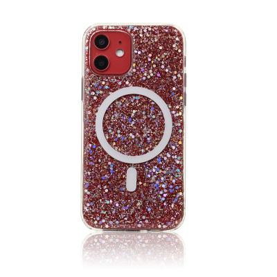 China New Arrival Shockproof Wholesale Epoxy Glitter Magnetic Adsorption Phone Cases Covers For iPhone 13 12 11 pro max for sale