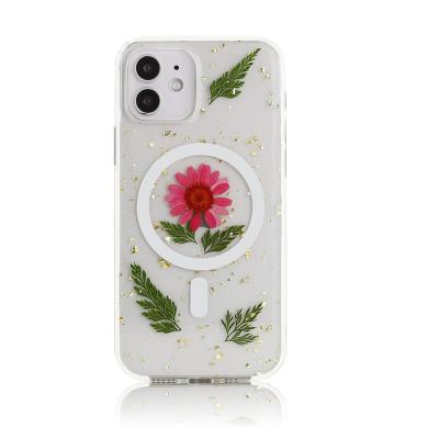 China Bestselling Mobile Cell Phone Case Phone Back Cover Full Flower Shockproof Magnetic Shockproof Dry Epoxy Protection For iPhone 12 13 mini for sale