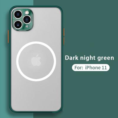 China Hot Selling Shockproof Magnetic Phone Case For magsafe Wireless Charging Color Matching Back Cover For iPhone 11 12 mini pro max for sale