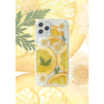 China Real Epoxy Resin Shockproof Transparent Dry Strawberry Fruit Flower Cover Mobile Phone Case For iPhone for sale