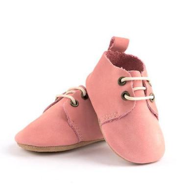 China Leather Anti-slippery Booties Grain Top Oxford Soft Sole Lace Up Baby Shoes For Toddler for sale