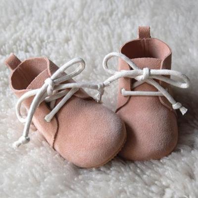 China China Factory Wholesale Flat Pink Baby Lace Shoes Handmade Leather Baby Boots Toddler Shoes Girl for sale