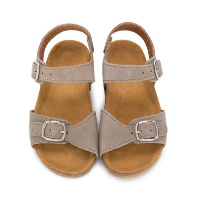 China Round Gray Suede Slingback Ankle Strap Buckled Outdoor Sandals Boys Girls Kids Sandals for sale