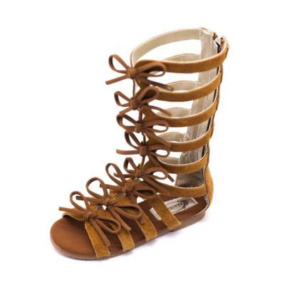 China Fashion High Quality Summer Boots Anti-odor Girls Sandals Kids Gladiator Sandals Toddler Baby Girls Roman High Top Sandals for sale