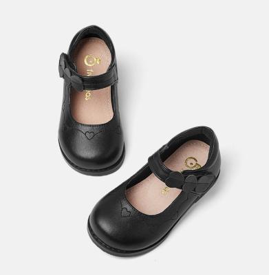 China Wholesale Durable Black Leather Shoes Girls School Kids Soft Rubber Unique British Shoes for sale