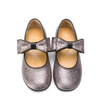 China Anti-Smell Slip-On Style Girl Rubber Flat Sole School New Shoes Metallic Sheen Bow Mary Jane Girls Shoes for sale