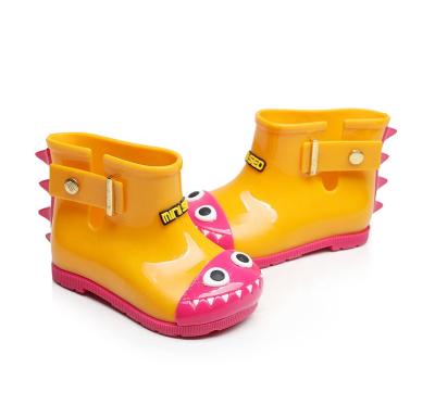 China Children Cartoon Dinosaur Shark Western Transparent Rain Boots Ankle Toddler Rain Boots PVC Unisex Baby Round for sale