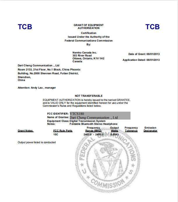 FCC - Dart Cheng Communication Co., Ltd.