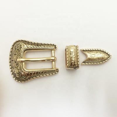 China custom made belt buckle 3pcs set good quality 20mm metal wholesale 20mm western belt buckle set 3 pieces for sale