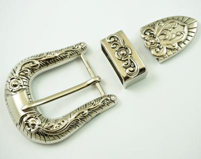 China 3pcs Buckle Set Wholesale 37mm Inner Width To Cut Out Pattern 3 Pieces Western Buckle Set for sale