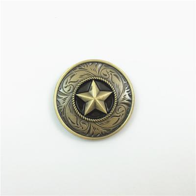 China Western Conchos Like Shape Belt Accessaries Star Brass Brush Western Conchos for sale