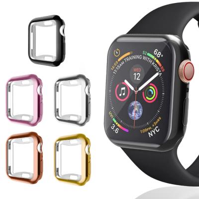 China Fashion For Apple Watch Case With Tempered Glass Screen Protector Compatible With Apple Watch Series 5 Se Series 6 Series TPU Watch Case for sale