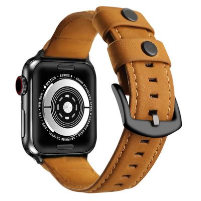 China Original Fanshion Design Strap For iWatch Frosted Genuine Leather Watch Band 38mm Crazy Horse Strap For iwatch Se 4 5 6 Bands 3 for sale