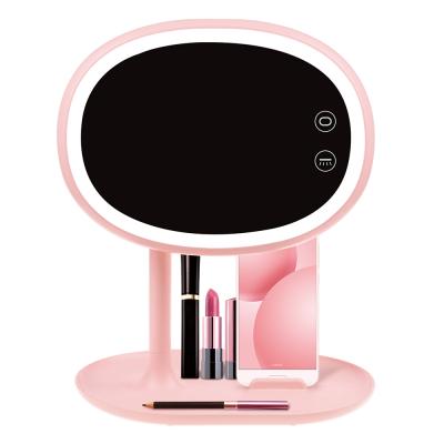 China Portable LED Flexible Desktop Cosmetic Mirror Vanity Lighted Rechargeable Makeup Lighted Mirror Touch Control Portable for sale