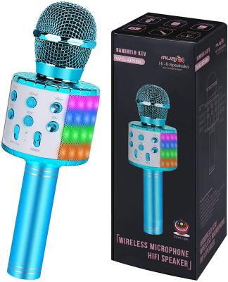 China Best Handheld 858L With Light Up Portable Professional USB Karaoke Microphone Wireless Speaker MIC For Kids BT 2/5000 Christmas Gift for sale