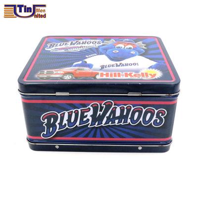 China Recyclable Custom Printing Portable Tin Lunch Box With Lock Hand Lunch Tin Box for sale