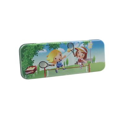 China Recyclable Customized Children's Pencil Tin Box With Hinge 3-12 Years Children Learning Stationery for sale