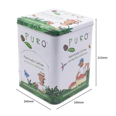 China Recyclable Dispenser Tin 166x166x213mmH With Door Food Grade Coffee Tin Packaging With Custom Design Coffee Tin Box With Door for sale