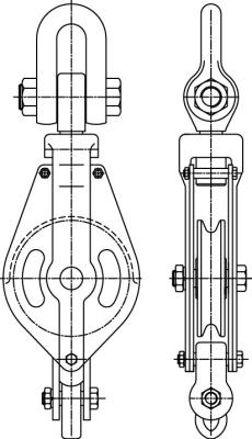 China Manual Type Heavy Duty 550kn Sheave Block Pulley / Lifting Rope Pulley for sale