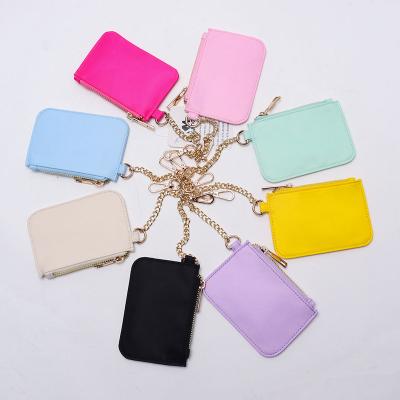 China Nylon Ladies Small Mini Wallet Keychain Coin Pouch Cute Zipper Coin Purse Money Card Bag Women New Design Waterproof 8 Colors for sale