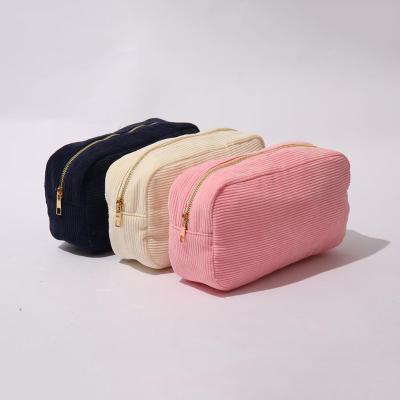 China Other Weekly Case Bright Color Make Up Bag Large Capacity Storage Bag Small Cosmetic Corduroy Pouch for sale