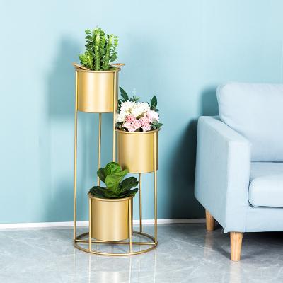 China New Style Gold Iron Europe Sale Plant Large Flower Pot Stand Nordic Hot Metal Cheap Indoor Garden For Decor for sale