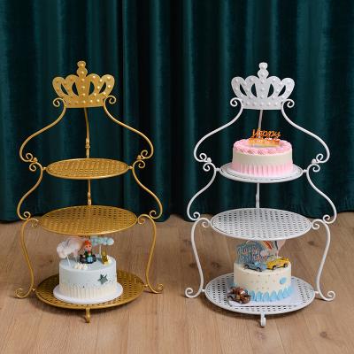 China Nordic light luxury crown metal decoration factory direct heating pin multilayer cake table decoration wedding birthday party for sale